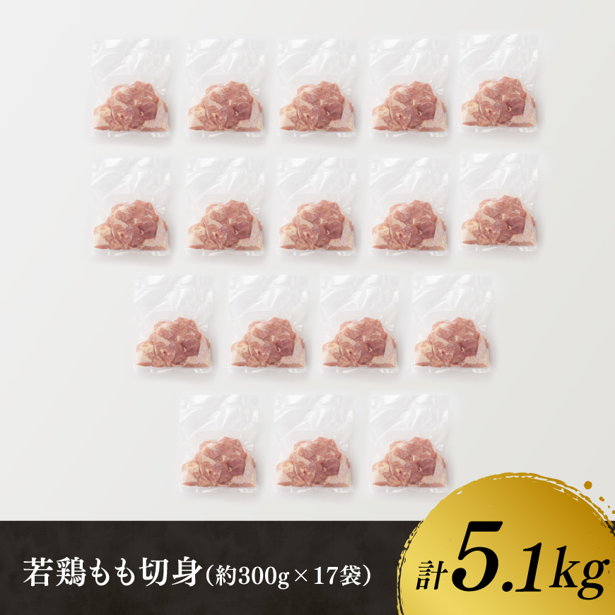 企業努力により実現！ 若鶏もも切身 計5.1kg(4.8kg(300g×16袋)+300g)【 国産 鶏肉 肉 とり もも肉 モモ 5.1kg からあげ 唐揚げ チキン南蛮 送料無料 】 [C00711]