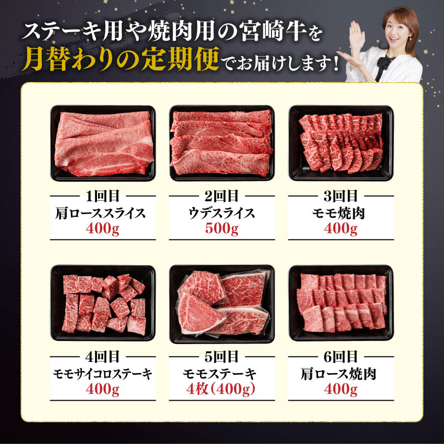 【6ヶ月定期便】 宮崎牛用途別便A　牛肉[E11130]