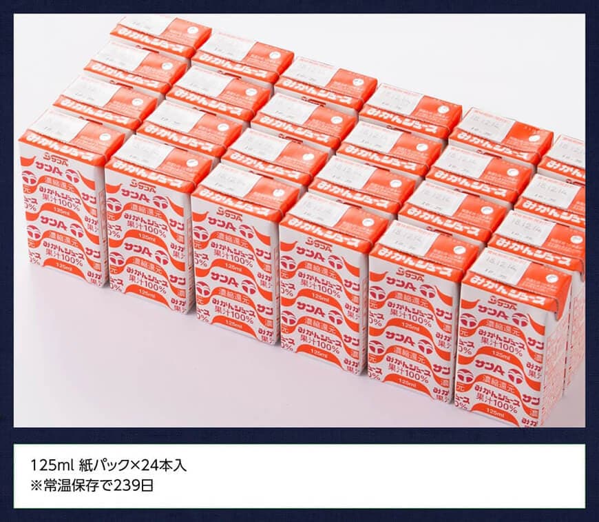サンAみかんジュース100% 125ml紙パック×24本 【 ふるさと納税 飲料 オレンジ ジュース みかん ミカン 温州みかん 紙パック 送料無料 】 [C03025]