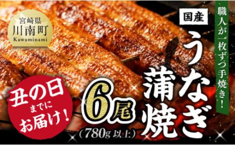 丑の日 までにお届け！ 名店の味 国産鰻 宮崎県産うなぎ蒲焼 6尾(ウナギ780g以上)《うなぎ・蒲焼きのたれ・粉山椒 セット》国産うなぎ九州産うなぎ 宮崎県産うなぎ鰻送料無料うなぎ [F8404]: 川南町ANAのふるさと納税