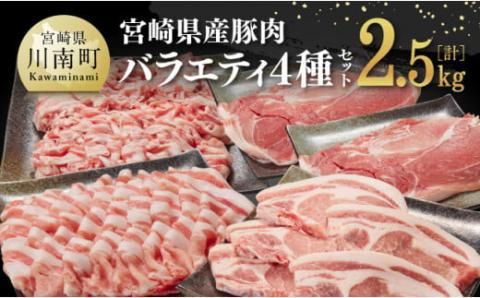 宮崎県産豚肉バラエティ4種セット2.5kg　豚肉[G7523]