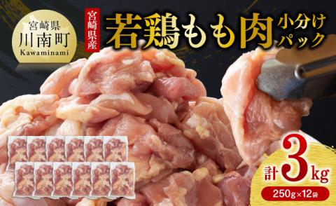 【令和8年2月発送】小分け 宮崎県産若鶏　もも肉計3kg（250g×12袋） 【 鶏 肉 鶏肉 国産 モモ 九州産 鳥 小分け 使いやすい 便利 】[F0904r802]