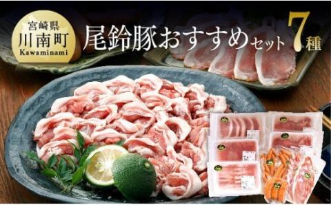 尾鈴豚おすすめセット 【 肉 豚肉 精肉 肉加工品 惣菜 詰め合わせ ロースしゃぶ ロースカツ カタロース バラ 骨付きフランク あらびきウインナー 生ハム ロース 】［C00402］