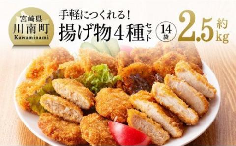 手軽につくれる！ 揚げ物４種(チキンカツ・ササミカツ・ササミカツレツ・メンチカツ)セット[D07810]