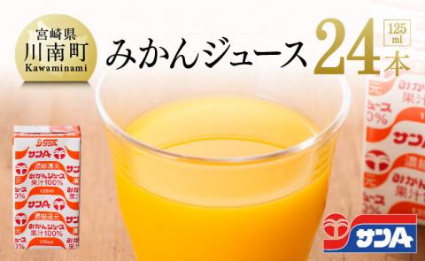 サンAみかんジュース100% 125ml紙パック×24本 【 ふるさと納税 飲料 オレンジ ジュース みかん ミカン 温州みかん 紙パック 送料無料 】 [C03025]