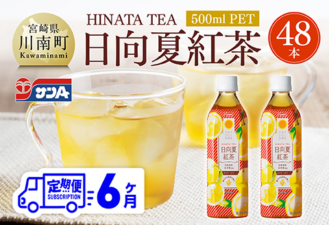 【6ヶ月定期便】サンA 日向夏 紅茶 HINATA TEA 500mlＰＥＴ 24本 入り×2ケース 【飲料 日向夏 紅茶 PET セット ジュース 長期保存 送料無料】 [C03014t6]