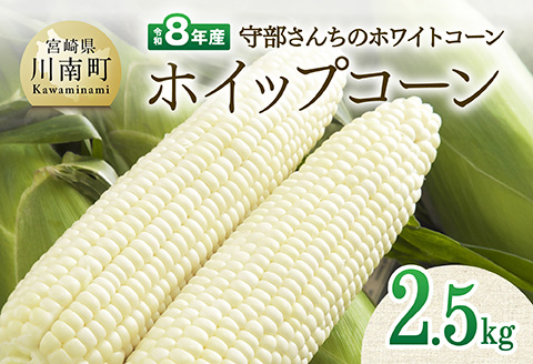 【先行予約】【令和8年発送】宮崎県産とうもろこし　守部さんちのホワイトコーン「ホイップコーン」2.5kg 【 とうもろこし ホワイトコーン トウモロコシ ホイップコーン 令和8年発送 先行予約 数量限定 期間限定 】 [C06411]