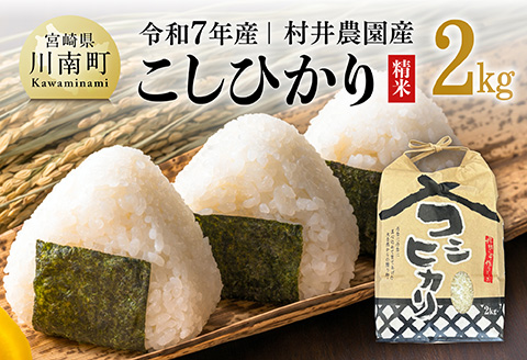 【令和7年産】宮崎県産米　村井農園産こしひかり（精米）2kg 【 米 お米 白米 精米 こしひかり 国産 宮崎県産 おにぎり 】[C10003]