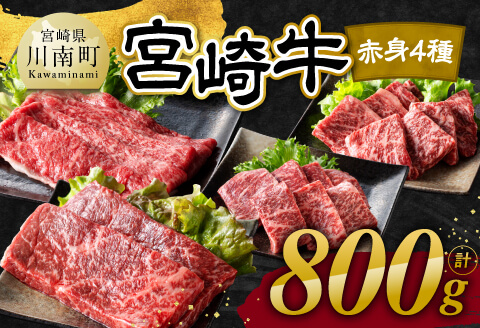 【令和8年3月発送】 宮崎牛 赤身 4種 800g 【 肉 牛肉 国産 宮崎県産 宮崎牛 黒毛和牛 和牛 焼肉 すき焼き ステーキ 4等級 A4ランク モモ 】 [C11106r803] 【令和8年3月発送】