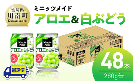 【最速便】コカ・コーラ ミニッツメイド「アロエ&白ぶどう」280g缶 48本（24本×2ケース） 【 飲料 アロエ 白ぶどう 果汁 長期保存 】 [C11132-ss] 【最速便】280g×48本（24本×2箱（2口に分け発送））