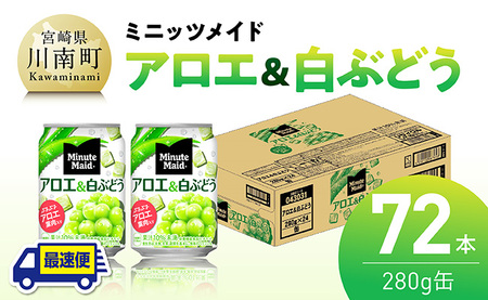 【最速便】コカ・コーラ ミニッツメイド「アロエ&白ぶどう」280g缶 72本（24本×3ケース） 【 飲料 アロエ 白ぶどう 果汁 長期保存 】 [C11133-ss] 【最速便】280g×72本（24本×3箱（3口に分け発送））