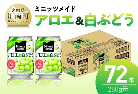 ミニッツメイド「アロエ&白ぶどう」280g缶 72本（24本×3箱） 【 飲料 アロエ 白ぶどう 果汁 長期保存 】 [C11133] 【単発】280g×72本（24本×3箱（3口に分け発送））