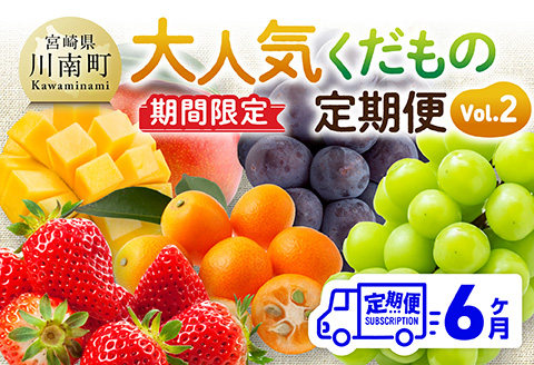 ※期間限定※【6ヶ月定期便】大人気くだもの定期便Vol.2 【 川南町産 くだもの いちご イチゴ きんかん マンゴー シャインマスカット ピオーネ  】[C11713t6]