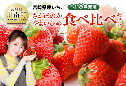 【令和8年発送】　宮崎県産いちご　「さがほのか＆やよいひめ」食べ比べセット 【 先行予約 期間限定 果物 イチゴ 苺 フルーツ 】 [C03801]