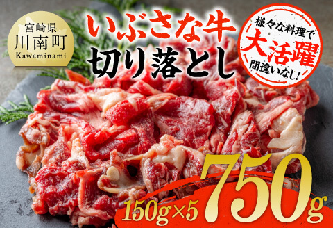 いぶさな牛切り落とし750g（150g×5パック） 【 宮崎県産 牛 切り落とし 黒毛和牛 】[D05303]