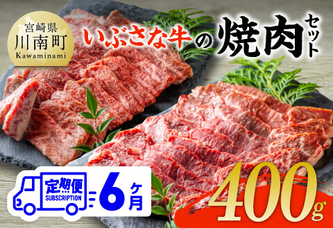 【6ヶ月定期便】いぶさな牛の焼肉セット400g 【 宮崎県産 牛 焼肉 黒毛和牛 定期便 】[D05306t6]