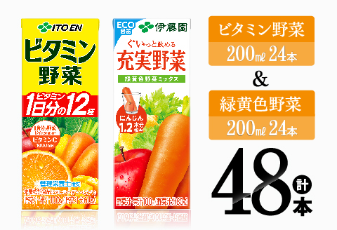 ビタミン野菜(紙)24本＋緑黄色野菜(紙)24本 【 伊藤園 飲料類 野菜 緑黄色野菜 ビタミン野菜 ジュース セット 詰め合わせ 飲みもの 】[D07372]