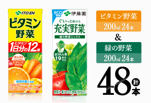 ビタミン野菜(紙)24本＋緑の野菜(紙)24本【 伊藤園 飲料類 野菜 ビタミン野菜 緑の野菜 ジュース セット 詰め合わせ 飲みもの 】[D07373]
