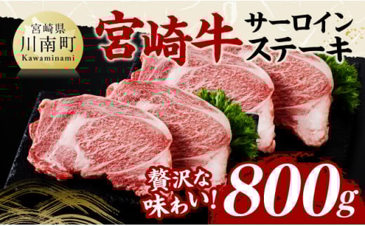 宮崎牛 サーロインステーキ 800g 【 肉 牛肉 国産 宮崎県産 黒毛和牛 サーロインステーキ 】[C11409]
