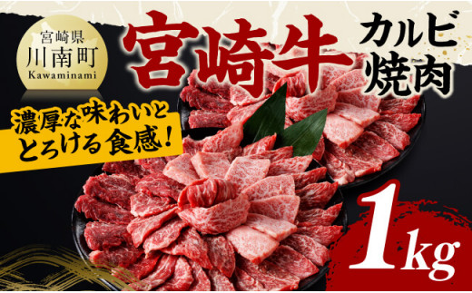 宮崎牛 カルビ焼肉 1kg 【 肉 牛肉 国産 宮崎県産 黒毛和牛 カルビ 焼肉 】[C11411]