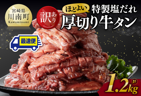 ※最速便※【訳あり】特製塩だれ厚切り牛タン1200g 牛肉 牛タン [C11110] ※最速便※【厚切り牛タン1200g】