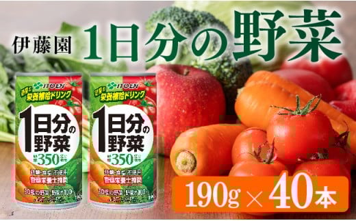 伊藤園 1日分の野菜 190g（缶20本入り×２ケース） 【野菜飲料 野菜ジュース ミックスジュース 飲料類 セット ジュース ソフトドリンク ケース】[E7338]