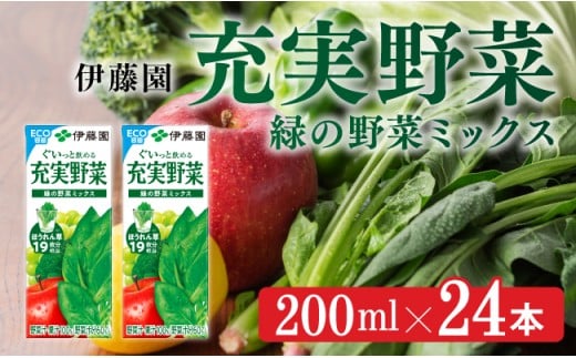 充実野菜緑の野菜ミックス200ml×24本 【 伊藤園 飲料類 野菜ジュース 野菜 ジュース ミックスジュース 飲みもの 】[E7348]