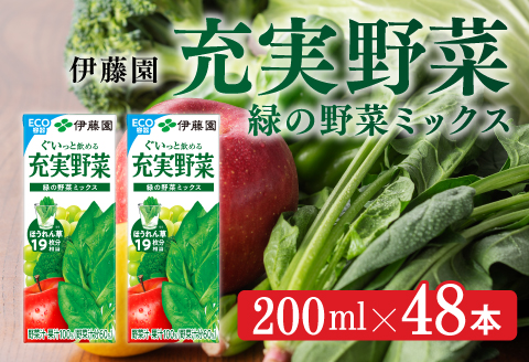 伊藤園 充実野菜 緑の野菜ミックス（紙パック）200ml×48本 【伊藤園 飲料類 野菜ジュース 野菜 ジュース ミックスジュース 飲みもの】[E7349]
