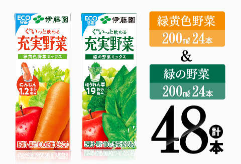 伊藤園　緑黄色野菜＆緑の野菜（紙パック）48本 【伊藤園 飲料類 野菜 ミックス 緑の野菜 ジュース 野菜ジュース セット 詰め合わせ 飲みもの】[E7359]