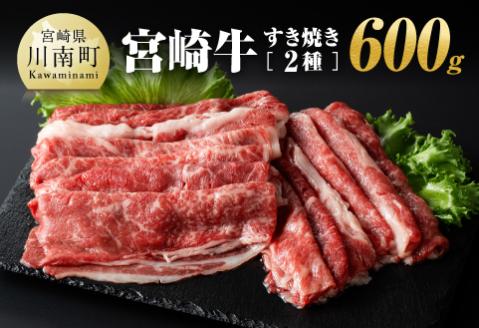 宮崎牛 すき焼き 2種 600g 牛肉[E11004]