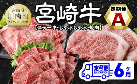 [6ヶ月定期便]宮崎牛定期便A(ステーキ・しゃぶしゃぶ・焼肉)全6回 牛肉