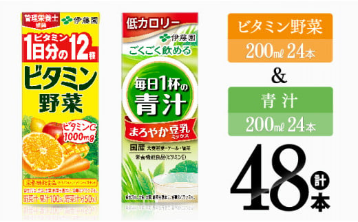 伊藤園 ビタミン野菜&青汁(紙パック)48本[ 伊藤園 飲料類 野菜 ミックス 青汁 ジュース セット 詰め合わせ 飲みもの ][D07311]