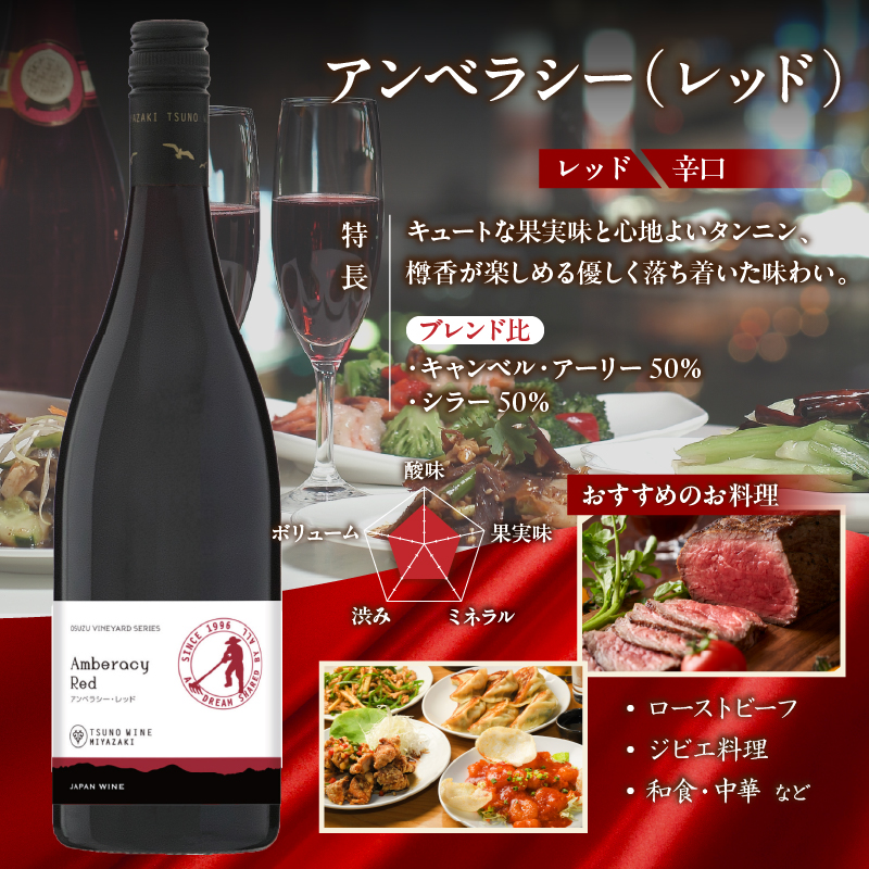 【数量限定】アンベラシー飲み比べ３本セット(レッド・ロゼ・ホワイト)_T014-009【酒 飲料 アルコール 国産 人気 ギフト 食品 お酒 BBQ お土産 限定品 贈り物 送料無料 プレゼント】