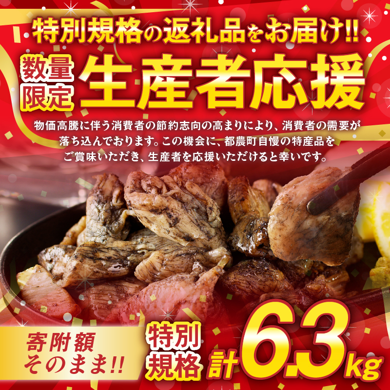 生産者応援！【期間・数量限定特別規格】《連続3回定期便》宮崎県産若鶏炭火焼(総重量6.3kg)_T017-0101-ZO【都農町新着 肉 鶏肉 加工品 国産 人気 ギフト おかず 食品 お肉 チキン 小分け 贈り物 送料無料 プレゼント】