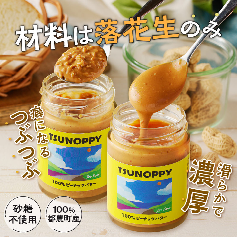【2週間以内発送】都農町産クラフトピーナッツバターセット(スムース＆チャンク)合計2個_T024-0101【落花生 加工品 国産 人気 ギフト 食品 ジャム デザート 贈り物 お土産 送料無料 プレゼント】