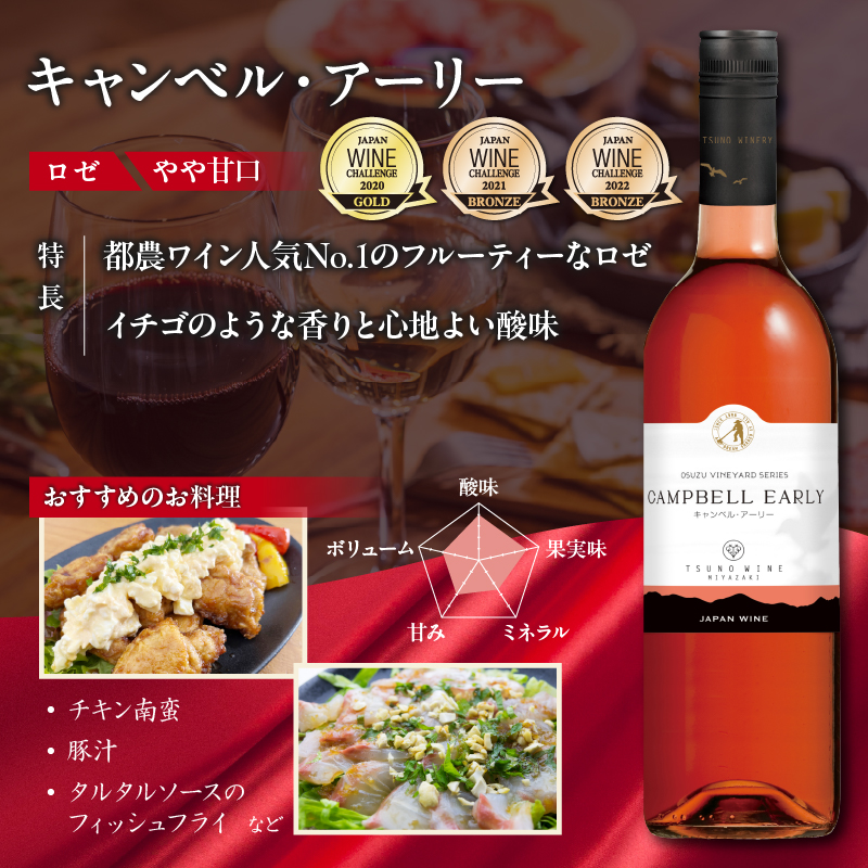 ＼年内発送!!／都農ワイン赤・ロゼ(辛口・甘口)2本セット_T014-035-N【酒 飲料 アルコール 国産 人気 ギフト 食品 お酒 飲み比べ BBQ お土産 贈り物 送料無料 プレゼント】