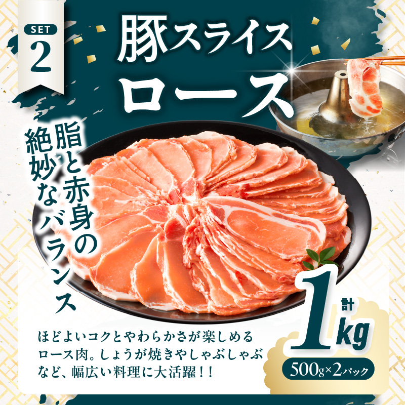 宮崎県産豚スライスバラエティセット(バラ・ロース・肩ロース)合計3kg_T030-0873【肉 豚 豚肉 おかず 国産 人気 ギフト 食品 お肉 しゃぶしゃぶ 贈り物 お土産 送料無料 プレゼント】
