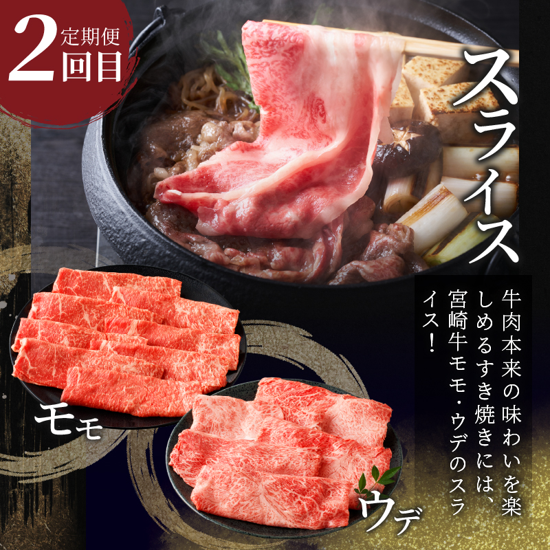 3か月お楽しみ定期便『宮崎牛よくばりセット』総重量2.4kg_T030-1363【肉 牛 牛肉 おかず 国産 人気 ギフト 食品 すき焼き しゃぶしゃぶ 焼肉 BBQ 送料無料 プレゼント】