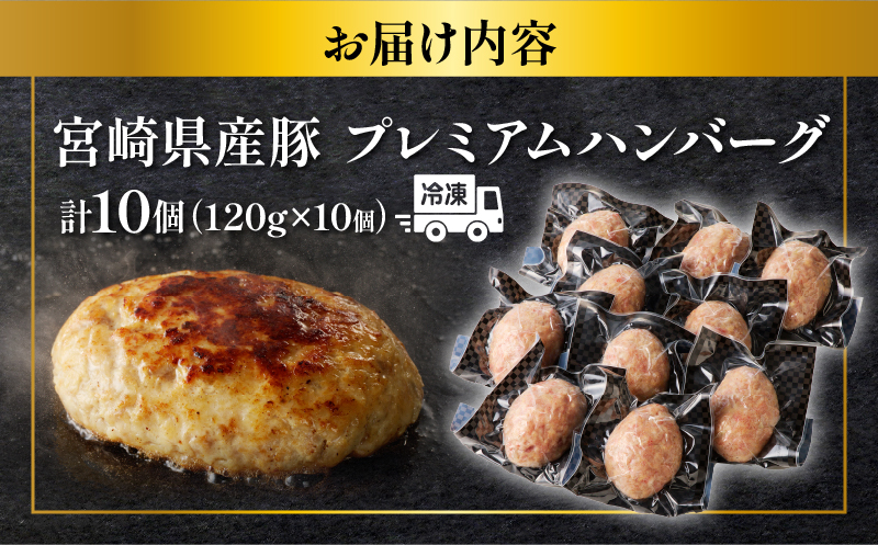 ＼年内発送!!／宮崎県産豚プレミアムハンバーグ(計10個)_T001-0101-N【肉 豚肉 加工品 惣菜 国産 人気 ギフト 食品 おかず 自家製 お土産 贈り物 送料無料 プレゼント】