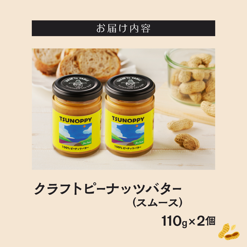 【2週間以内発送】都農町産クラフトピーナッツバター(スムース)計2個_T024-0021【落花生 加工品 国産 人気 ギフト 食品 ジャム デザート 贈り物 お土産 送料無料 プレゼント】