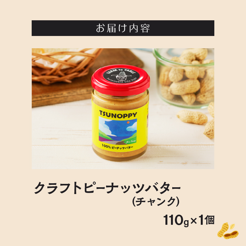 【2週間以内発送】≪お試し≫都農町産クラフトピーナッツバター(チャンク)計1個_T024-0091【落花生 加工品 国産 人気 ギフト 食品 ジャム デザート 贈り物 お土産 送料無料 プレゼント】