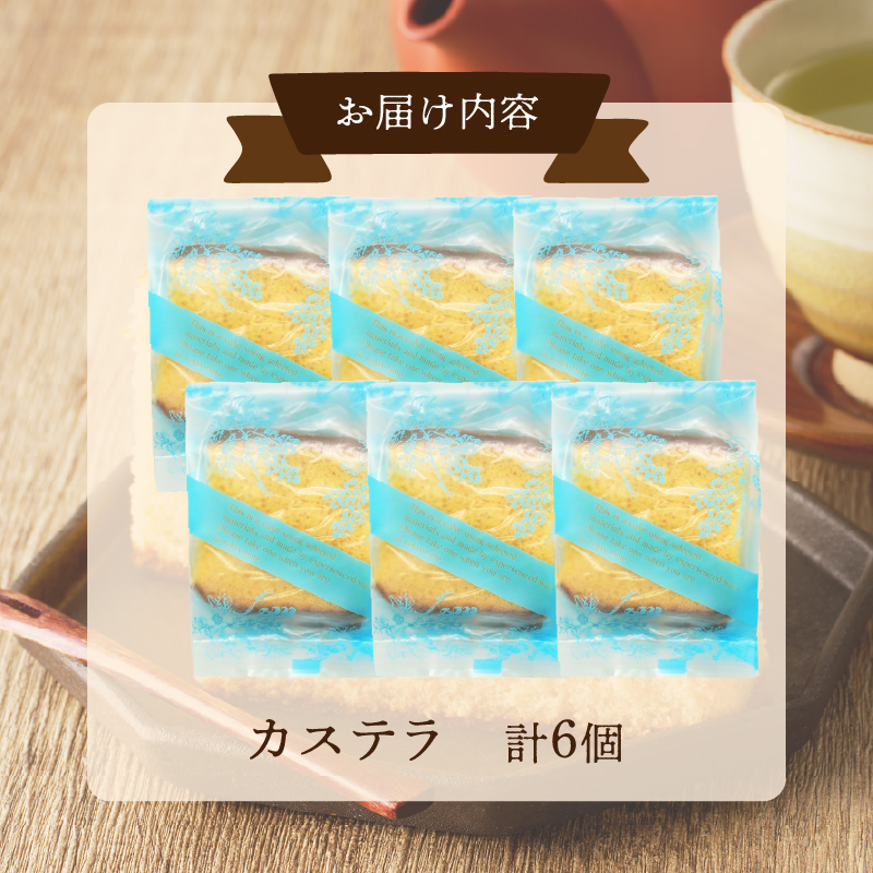 【2週間以内発送】老舗菓子舗のカステラ「計6個・個包装」_T035-018【お菓子 スイーツ 和菓子 本格 人気 ギフト 食品 贈り物 お土産 デザート 加工品 送料無料 プレゼント】