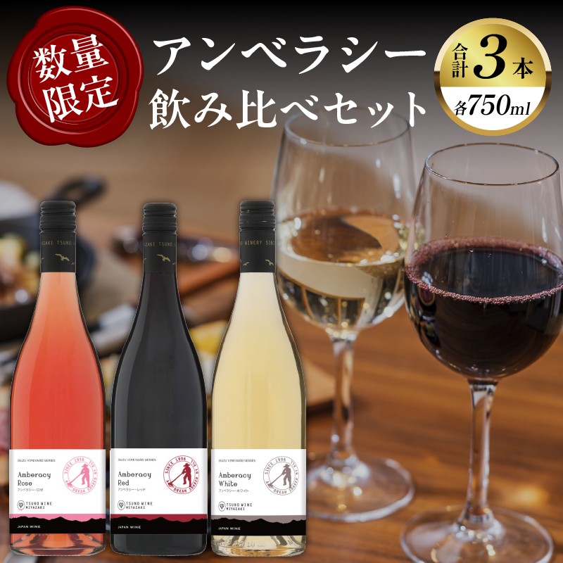 【数量限定】アンベラシー飲み比べ３本セット(レッド・ロゼ・ホワイト)_T014-009【酒 飲料 アルコール 国産 人気 ギフト 食品 お酒 BBQ お土産 限定品 贈り物 送料無料 プレゼント】