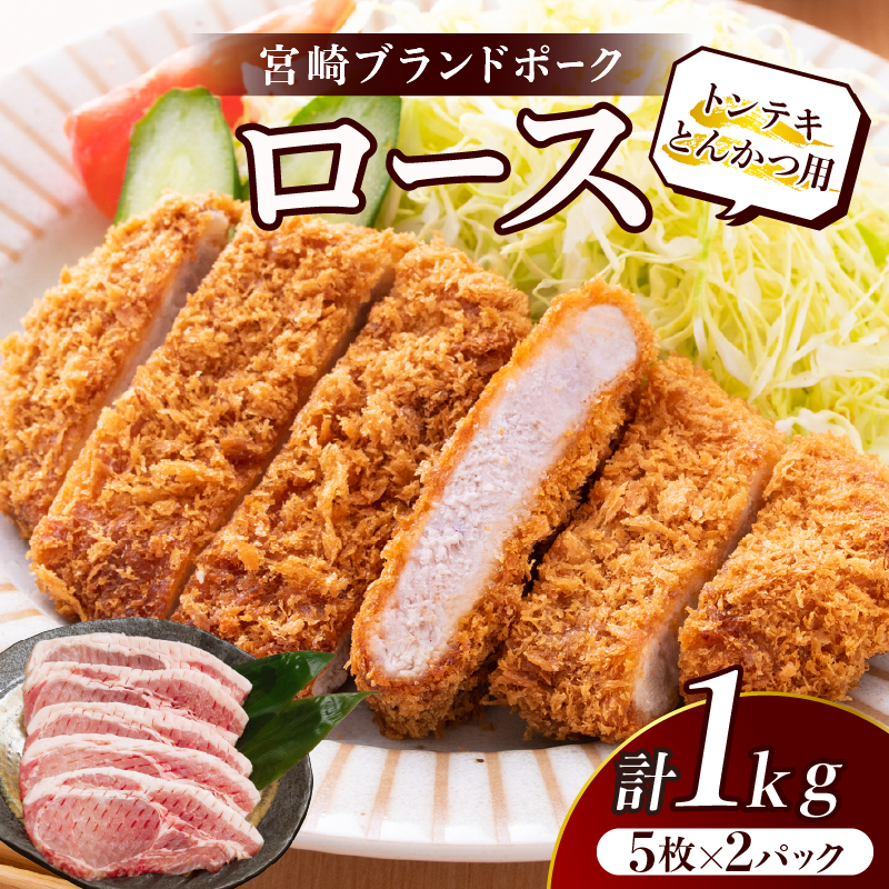 ≪宮崎ブランドポーク≫ロース(トンテキ・とんかつ用)計1kg_T023-0111【肉 豚 豚肉 国産 人気 ギフト 食品 おかず お肉 焼肉 BBQ 贈り物 送料無料 プレゼント】