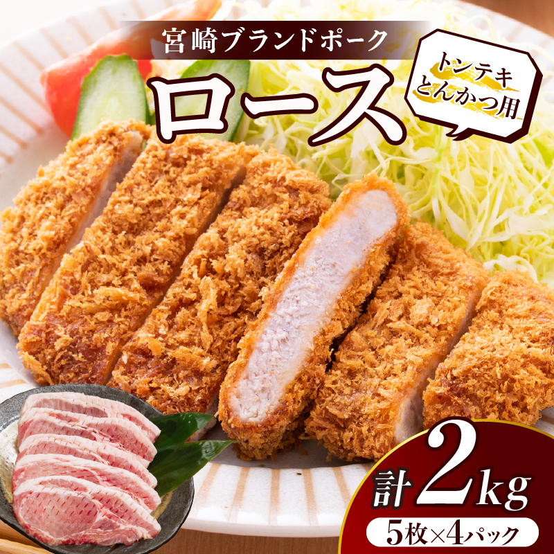 ≪宮崎ブランドポーク≫ロース(トンテキ・とんかつ用)計2kg_T023-0131【肉 豚 豚肉 国産 人気 ギフト 食品 おかず お肉 すき焼き BBQ 贈り物 送料無料 プレゼント】