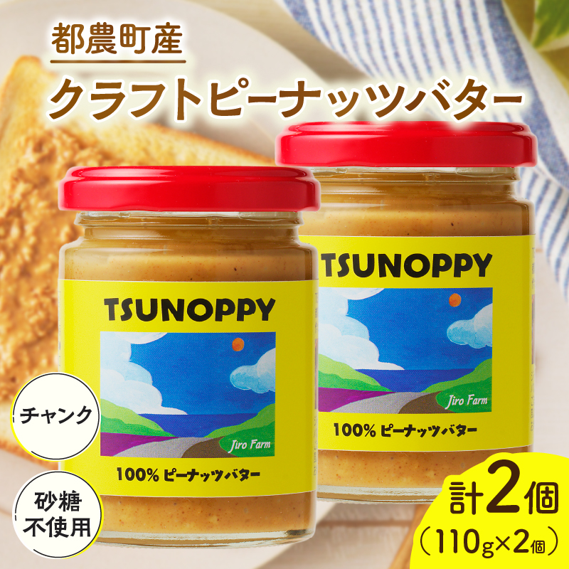 【2週間以内発送】都農町産クラフトピーナッツバター(チャンク)計2個_T024-0111【落花生 加工品 国産 人気 ギフト 食品 ジャム デザート 贈り物 お土産 送料無料 プレゼント】