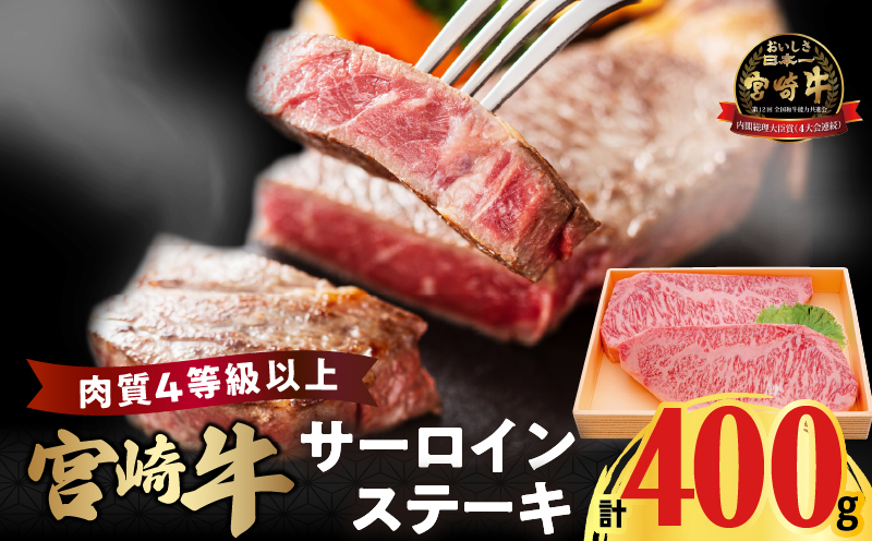宮崎牛サーロインステーキ(計400g) _T050-0011【肉 牛 牛肉 国産 人気 ギフト 食品 おかず お肉 焼肉 BBQ 贈り物 送料無料 プレゼント】