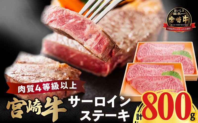宮崎牛サーロインステーキ(計800g)_T050-002【肉 牛 牛肉 国産 人気 ギフト 食品 おかず お肉 焼肉 BBQ 贈り物 送料無料 プレゼント】