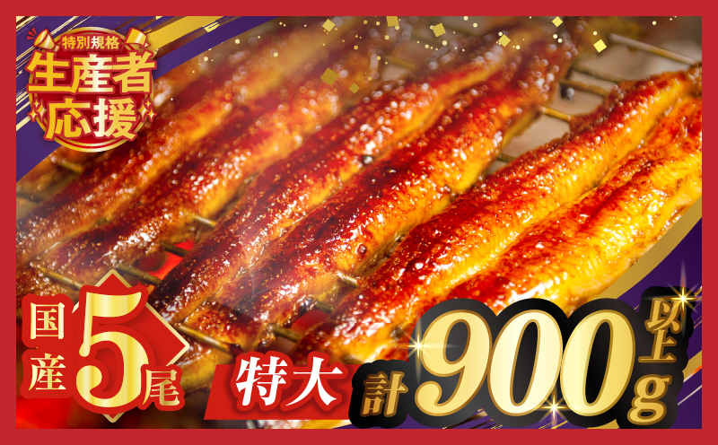 【数量・期間限定 特別規格】うなぎ蒲焼5尾(さんしょう・たれ付き)計900g以上_T026-0032-ZO【鰻 魚 魚介 加工品 国産 人気 ギフト 食品 おかず 惣菜 高級 お土産 贈り物 送料無料 プレゼント】