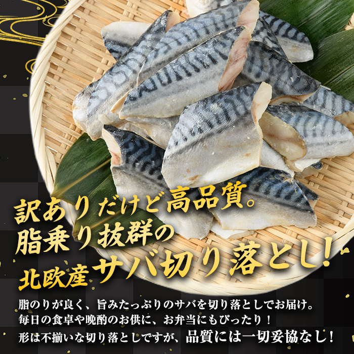 ＜訳あり＞ 甘塩 骨取りさば切り落とし (1kg・500g×2) 甘塩 小分け 切り身 鯖 さば 骨なし 骨取り済 カット済 塩焼き 簡単 フライ 魚 海鮮 冷凍 お弁当 おかず 【KI-23】【イチマル食品加工】